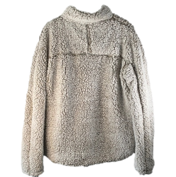 Thread & Supply Lined Oversized 3/4 Zip Sherpa Size Medium - Picture 3 of 6